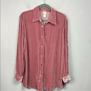 Soft Surroundings Velvet Shirt in Rose Blush